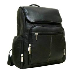 LeDonne Black Leather Zippered Backpack