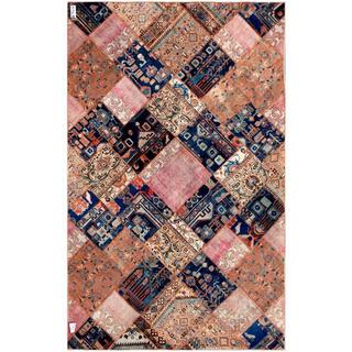 Herat Oriental Pak Persian Hand-knotted Patchwork Wool Rug (6'2 x 9'10)