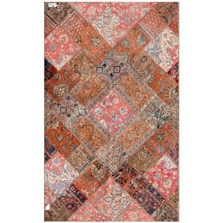 Herat Oriental Pak Persian Hand-knotted Patchwork Wool Rug (6'1 x 9'11)