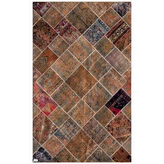 Herat Oriental Pak Persian Hand-knotted Patchwork Wool Rug (6'2 x 9'11)