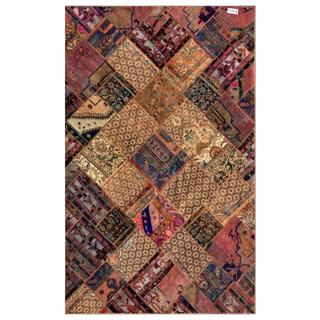 Herat Oriental Pak Persian Hand-knotted Patchwork Wool Rug (6'2 x 9'11)