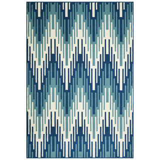 Indoor/Outdoor Blue Ikat Rug (8'6 x 13'0)