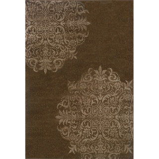 Stamped Medallion Brown/ Stone Area Rug (5'3 x 7'6)