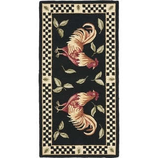 Safavieh Hand-hooked Vintage Poster Black/ Ivory Wool Rug (2'6 x 5')