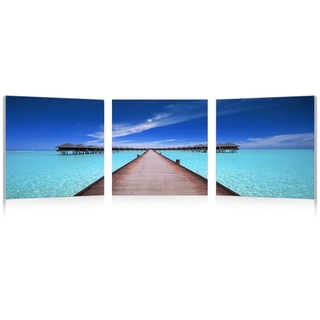 Baxton Studio Overwater Bungalow Mounted Photography Print Triptych