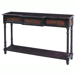 Hand-painted Distressed Black/ Brown Finish Accent Console Table