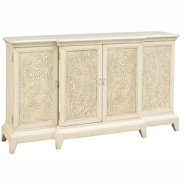 Hand Painted Distressed Cream Finish Console Chest - Multi. Opens flyout.