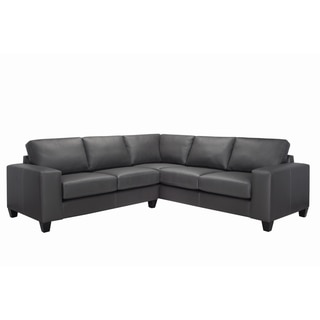 Paulina Grey Italian Leather Sectional Sofa