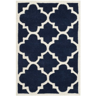 Safavieh Handmade Moroccan Chatham Dark Blue Clover Wool Rug (2' x 3')
