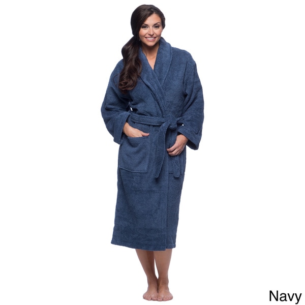 Salbakos Ultra-Thick Turkish Cotton Shawl Collar Navy Blue Unisex Bath Robe