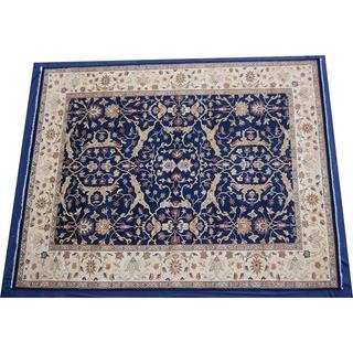Herat Oriental Indo Hand-knotted Navy/ Beige Vegetable Dye Wool Rug (12' x 14'11)