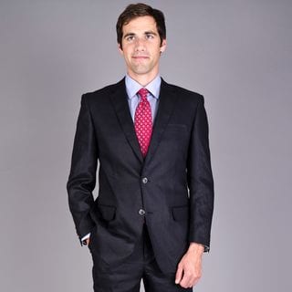 Men's Black 2-Button Linen Suit