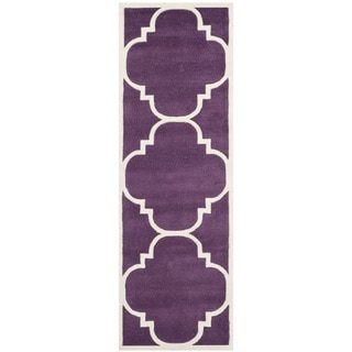Safavieh Geometric Handmade Moroccan Purple Wool Rug (2'3" x 7')