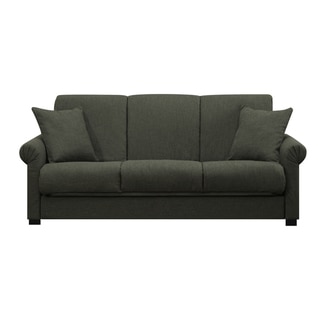 Handy Living Rio Convert-a-Couch Basil Green Linen Futon Sofa Sleeper