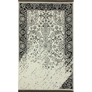 nuLOOM Hand-knotted Vintage Inspired Overdyed Black/ White Rug (7'6 x 9'6)