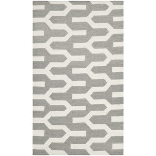 Safavieh Hand-woven Moroccan Reversible Dhurrie Silver Wool Rug (2'6 x 4')