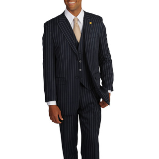 Stacy Adams Men's Navy/White Stripe 3-piece Suit