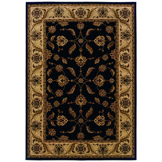 Traditional Black/ Ivory Area Rug (9'10 x 12'10)