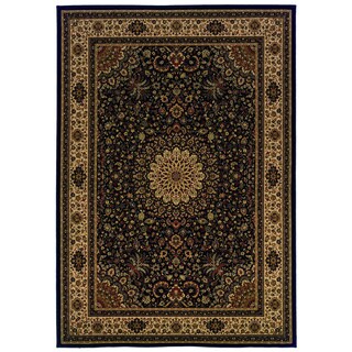 Traditional Black/ Ivory Area Rug (9'10 x 12'10)