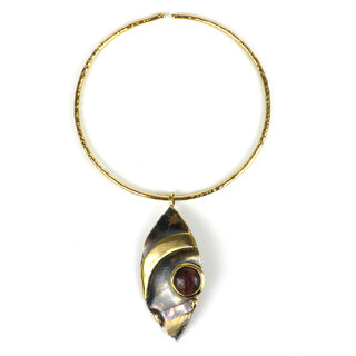 Handmade Red Tiger Eye Reflections Copper and Brass Pendant Necklace (South Africa)