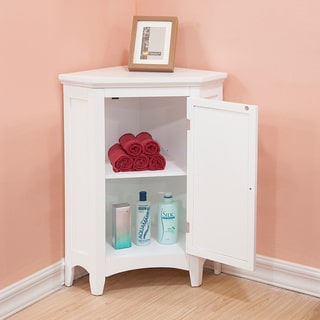 Bayfield White Shutter Door Corner Floor Cabinet by Essential Home Furnishings
