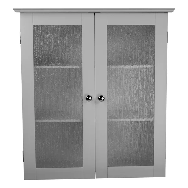 Highland White Double Glass Door Wall Cabinet by Essential Home Furnishings