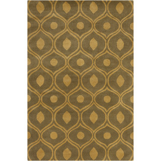 Hand-tufted Allie Olive/ Gold Abstract Wool Rug (5' x 7'6)