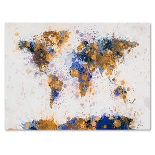 Michael Tompsett 'Paint Splashes World Map 2' Canvas Art