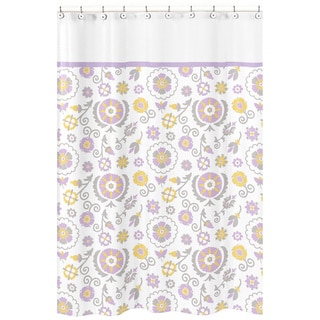 Sweet Jojo Designs Suzanna Lavender and White Shower Curtain