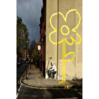 iCanvas Banksy 'Yellow Lines Flower Road Painter' Canvas Print Wall Art