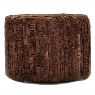 nuLOOM Contemporary Dark Brown Cowhide Patch Pouf