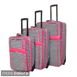 World Traveler Designer Houndstooth Print 3-piece Expandable Luggage Set
