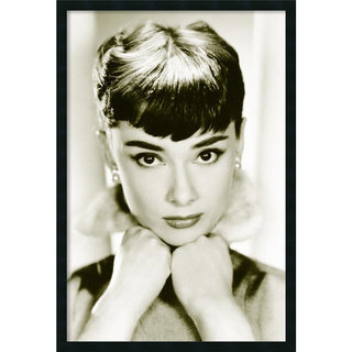 Audrey Hepburn - Sepia' Framed Art Print with Gel Coated Finish (25 x 37-inch)