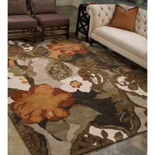 Hand-tufted Transitional Floral Pattern Brown Rug (9'6 x 13'6)