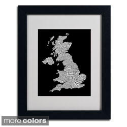 Michael Tompsett 'UK Cities Text Map 6' Framed Matted Art