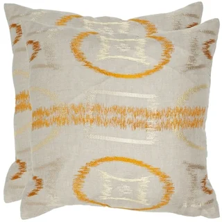 Safavieh Reese 18-inch Orange Feather/ Down Decorative Pillows (Set of 2)