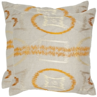 Safavieh Reese 22-inch Orange Feather/ Down Decorative Pillows (Set of 2)
