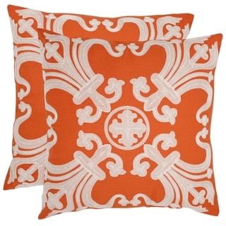 Safavieh Collette 18-inch Orange Decorative Pillows (Set of 2)