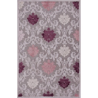 Transitional Floral Pattern Pink/ Purple Rug (2' x 3')