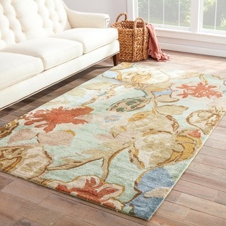 Hand-tufted Transitional Floral Pattern Blue Rug (9'6 x 13'6)