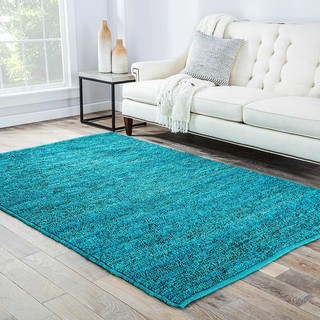 Hand-woven Naturals Solid Pattern Blue Rug (2' x 3')