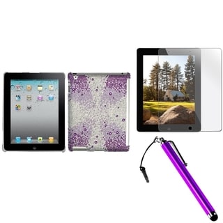 INSTEN Purple Tablet Case Cover/ Stylus/ Screen Protector for Apple iPad 2/ 3/ 4