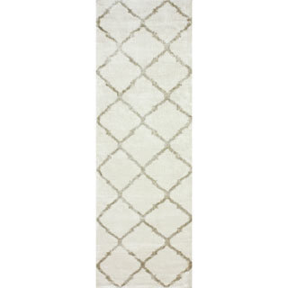 nuLOOM Hand-knotted Viscose Moroccan Trellis Rug Ivory (2'6 x 8')