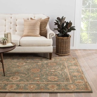 Hand-tufted Traditional Oriental Pattern Green Rug (2' x 3')