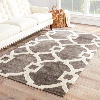 Hand-tufted Contemporary Geometric Gray/ Black Circle Accent Rug (2' x 3')