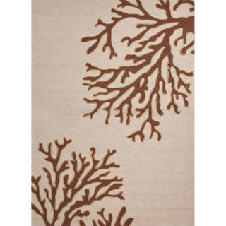 Hand-hooked Indoor/ Outdoor Brown Abstract-pattern Polypropylene Rug (5' x 7'6)