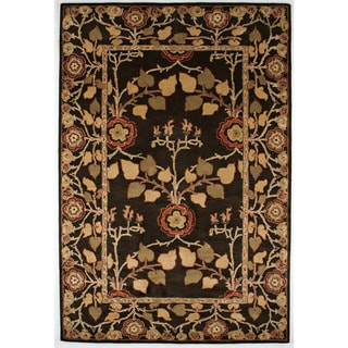 Hand-tufted Transitional Oriental Pattern Gray/ Black Rug (2' x 3')