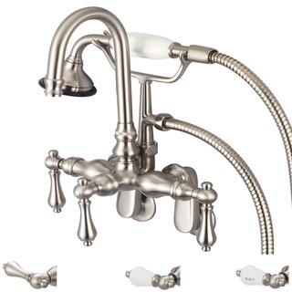 Water Creation Brushed Nickel Adjustable Spread Wall Mount Gooseneck Spout Tub Faucet, Swivel Wall Connector, Handheld Shower