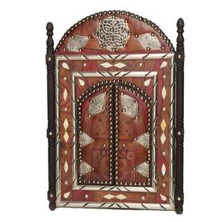 Artisan Leather Moroccan Mirror with Doors (Morocco)