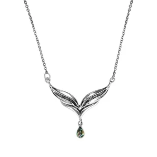 Angel Wings Gemstone Teardrop .925 Silver Necklace (Thailand)